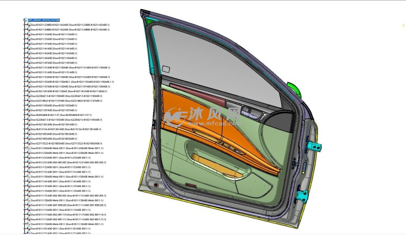 轿车前车门详细设计3d模型