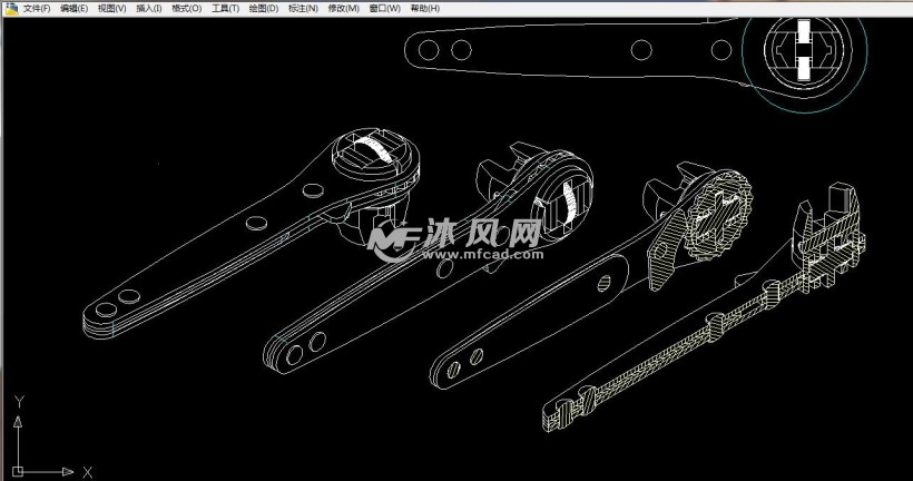 扳手轴侧立体结构展示