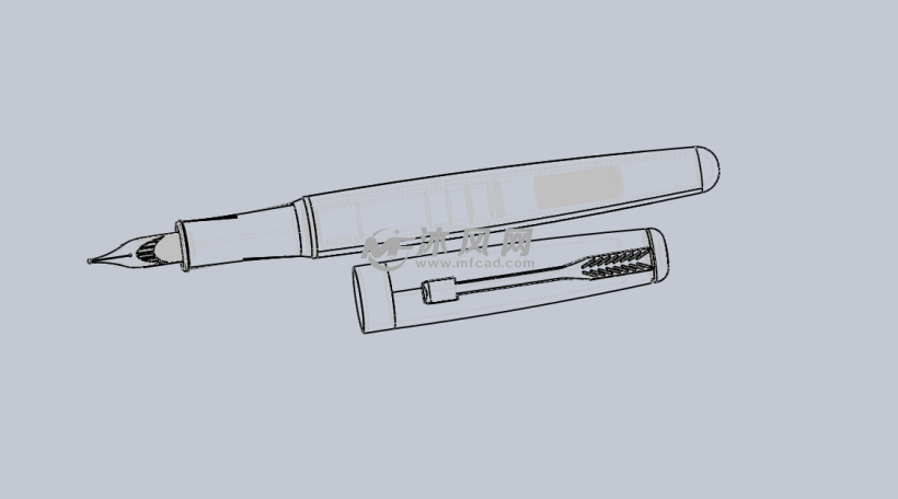 钢笔带笔帽模型