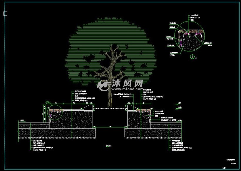 树池坐凳剖面图,做法详图