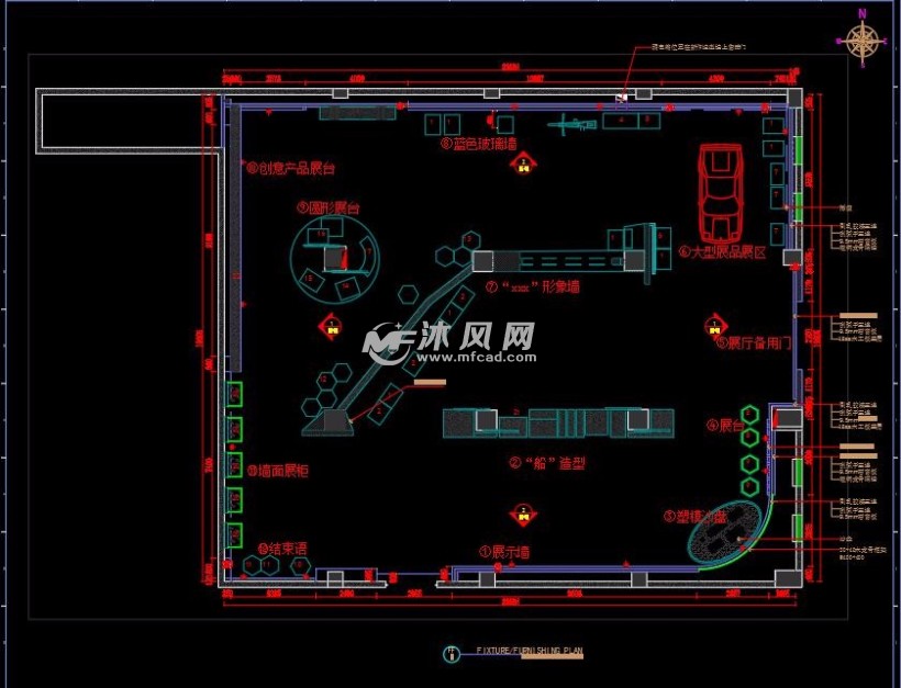 某创意文化综合展厅cad施工图