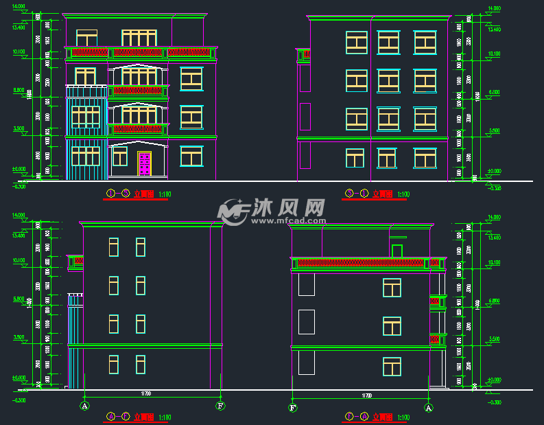 标准农村别墅三层半住宅设计图纸