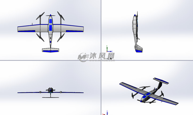 垂直起降固定翼无人机设计 - 航空航天图纸 - 沐风网