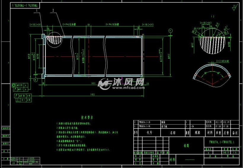 15 15t起升机构用卷筒装配图纸