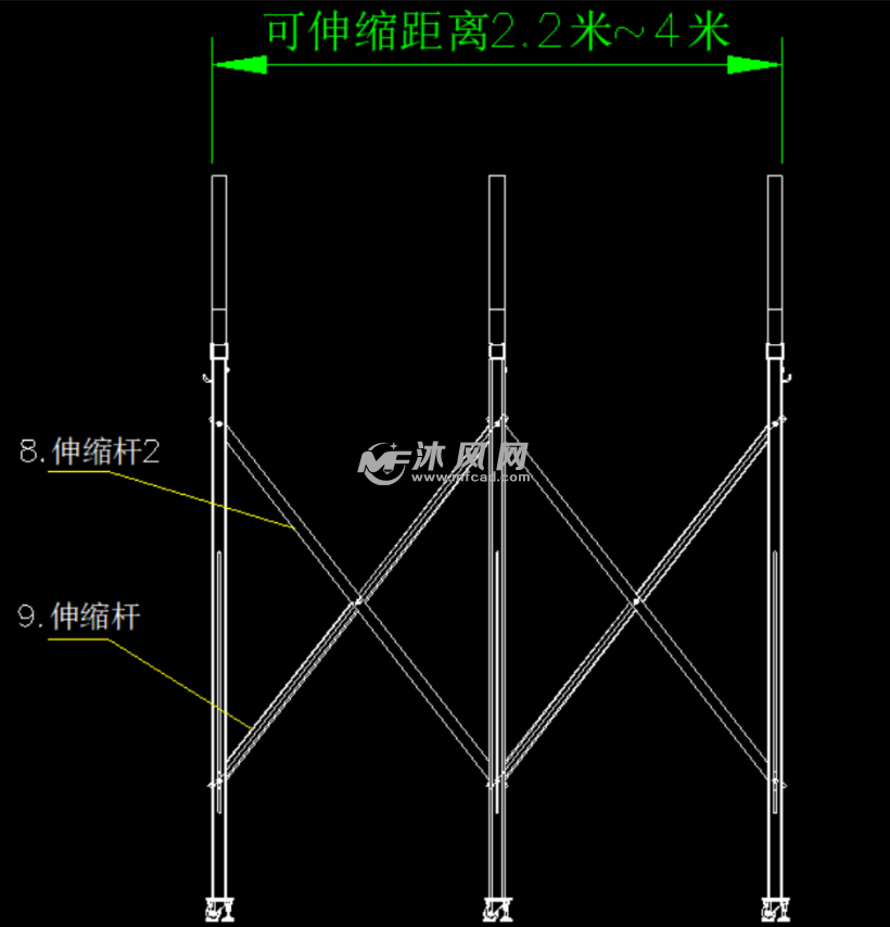 折叠帐篷骨架总装图