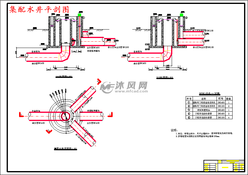 集配水井平剖图