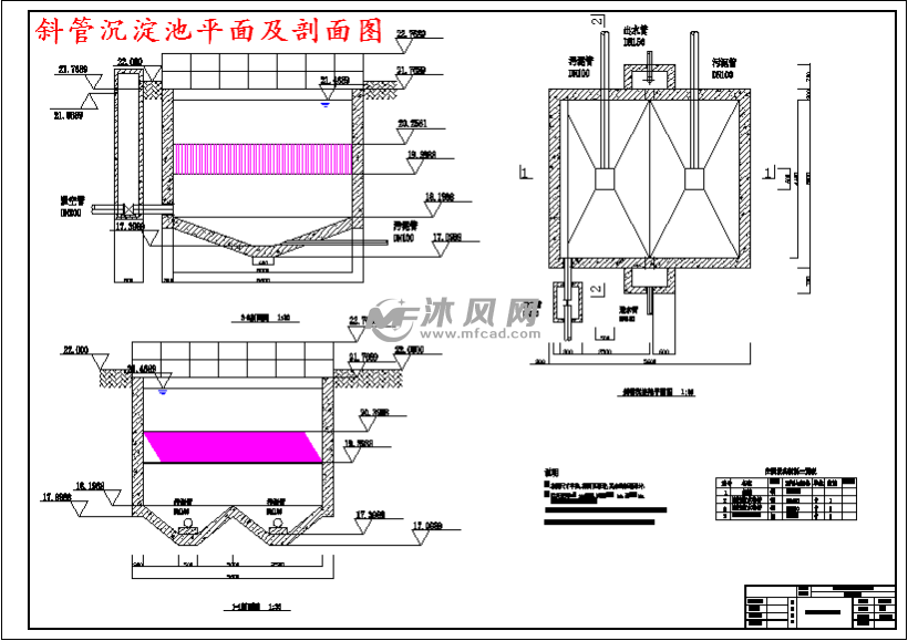 斜管沉淀池平面及剖面图