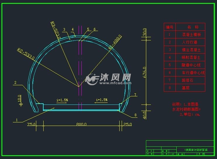 v类围岩衬砌断面图