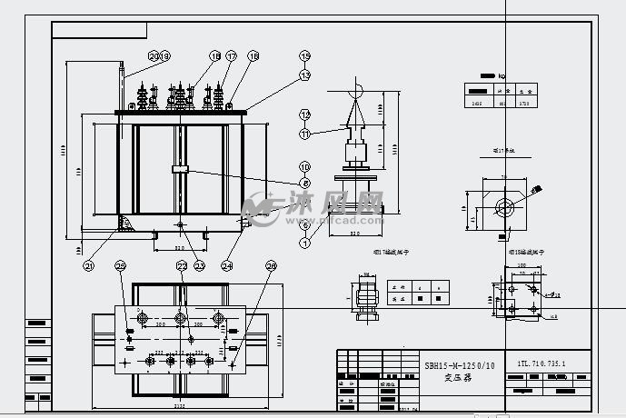 125010油浸式变压器cad图纸