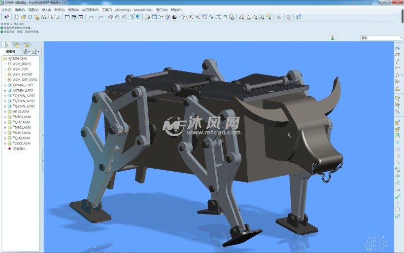 四足行走机械牛模型