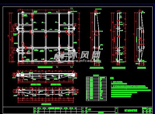 钢制水闸结构图 - 闸门启闭机图图纸 - 沐风网