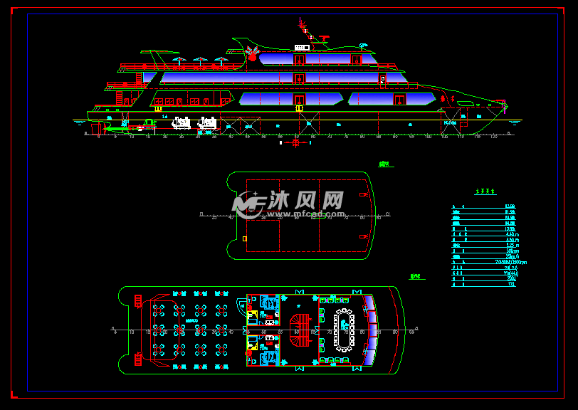 64m双体游船总布置图