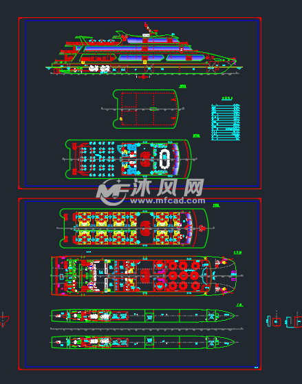 64m双体游船总布置图 海洋船舶图纸 沐风网