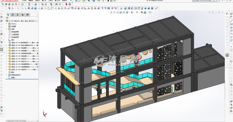 建筑中庭bim模型 - 建筑模型图纸 - 沐风网