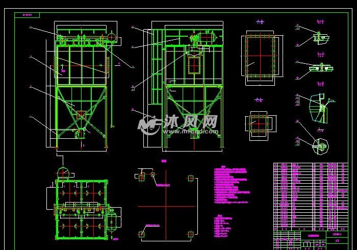 lcz750脉冲反吹除尘箱结构图 - 通用设备图纸 - 沐风网