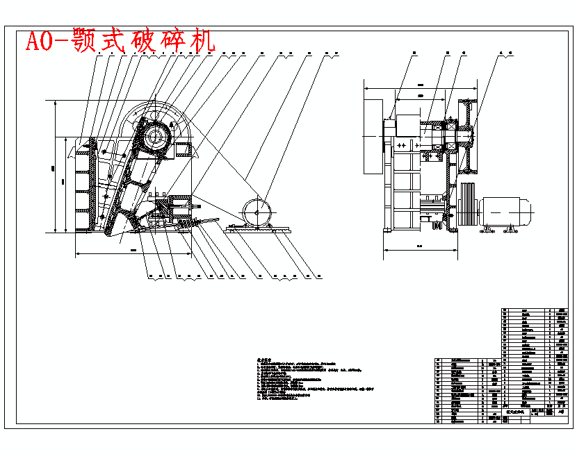 复摆颚式矿石破碎机设计