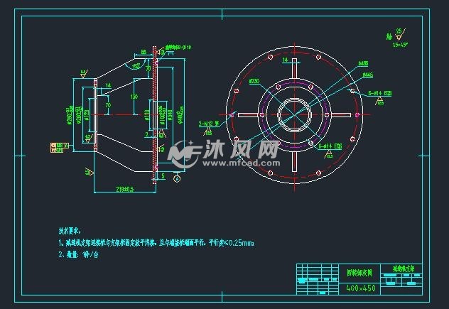 回转卸料器400x450总装图及零件图