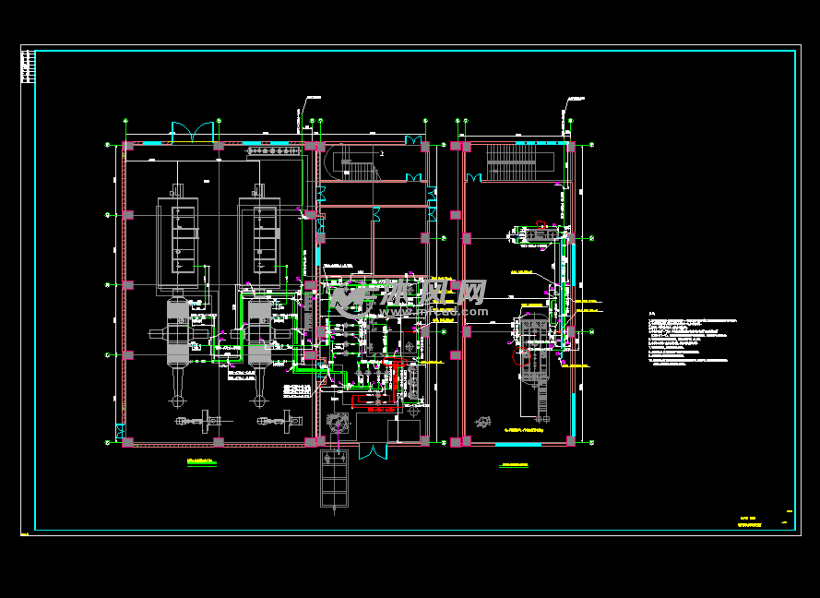 2台15t/h燃气锅炉房工艺图 - 暖通图纸 - 沐风网