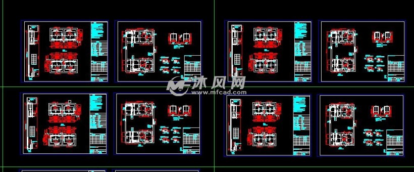 8种四台群控电梯组机房井道结构图