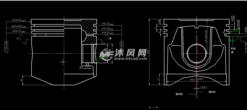 活塞零件图cad