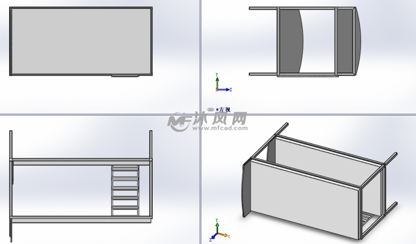 双层床模型三视图