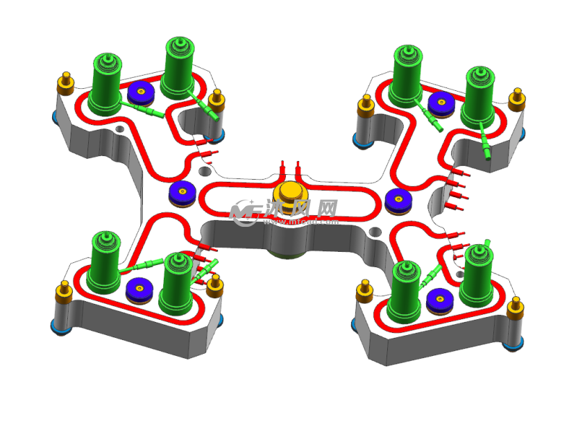 8点热流道系统 模具图纸 沐风网