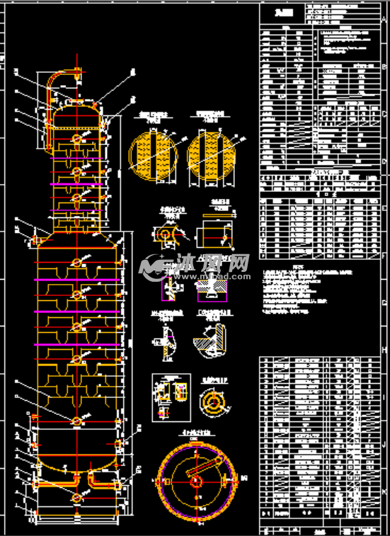 精馏塔装配图模型