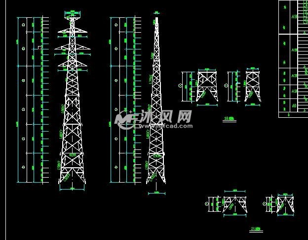 高压线架设桁架铁塔结构图 建筑模型图纸 沐风网