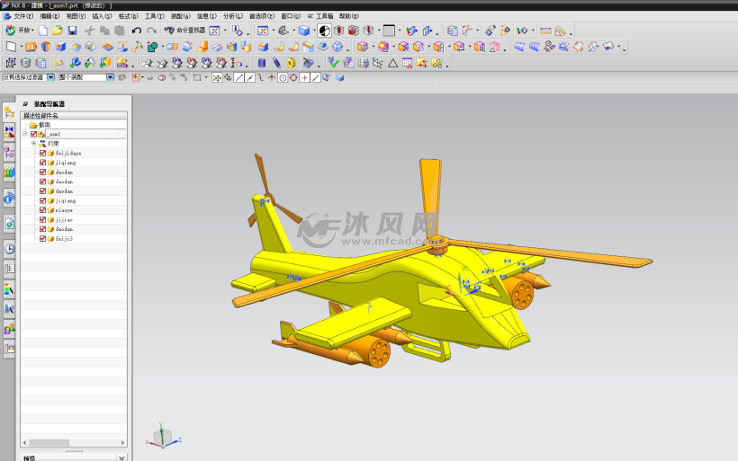 3d打印直升飞机模型图 - 航空航天图纸 - 沐风网