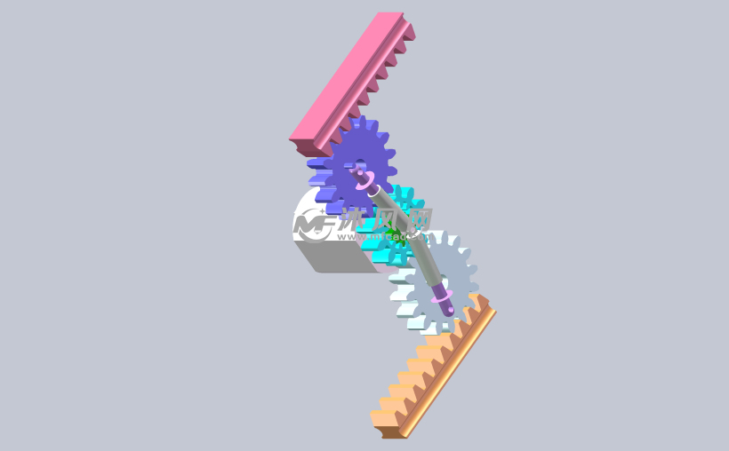齿轮齿条及连杆机构运动仿真 传动件图纸 沐风网