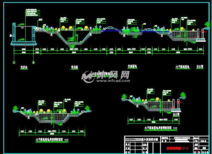 水质改善工程-工艺:人工湿地生物塘 - 环保图纸