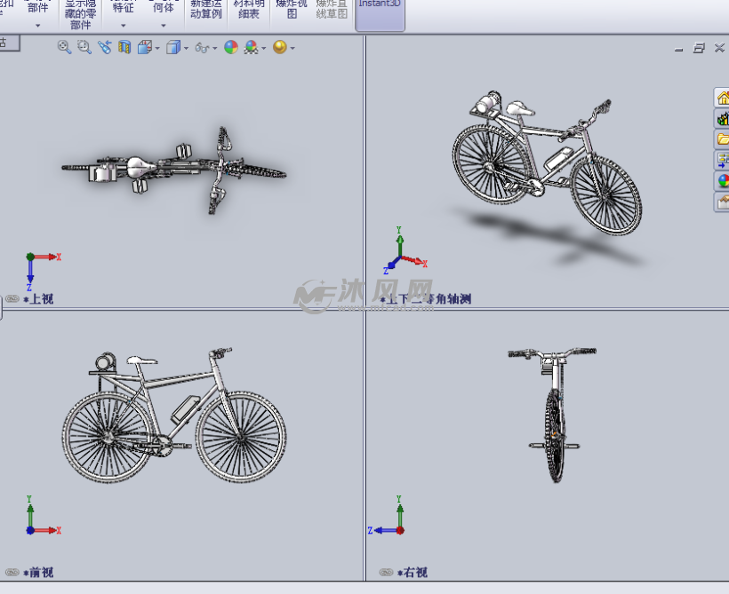 电力自行车设计模型三视图