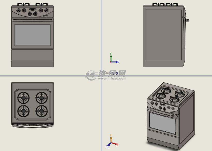 电烤箱模型三视图