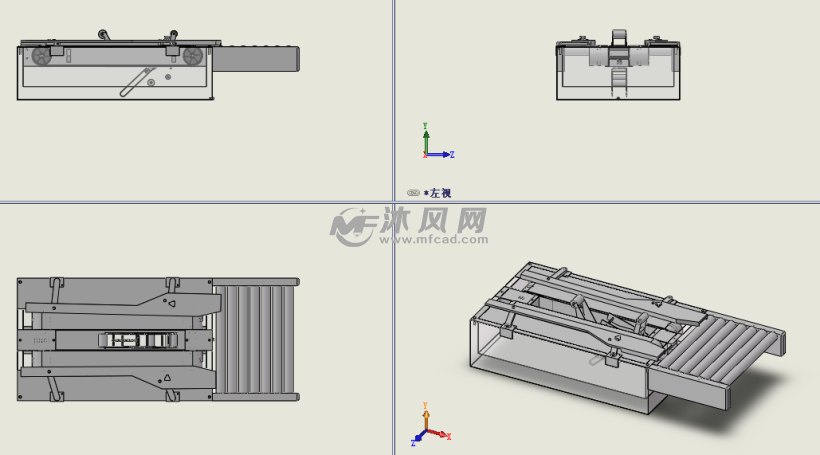 纸箱底部包装机构三视图