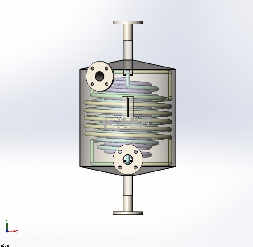 螺旋管蒸馏冷凝器-蒸汽换热器 换热压力容器图纸 沐风网