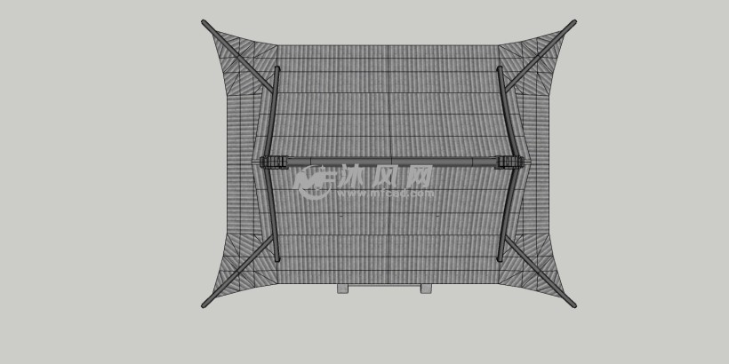 某地寺庙庙门sketchup模型 - 中外古建筑模型图纸 - 沐风网