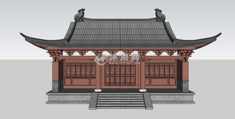 某地寺庙庙门sketchup模型