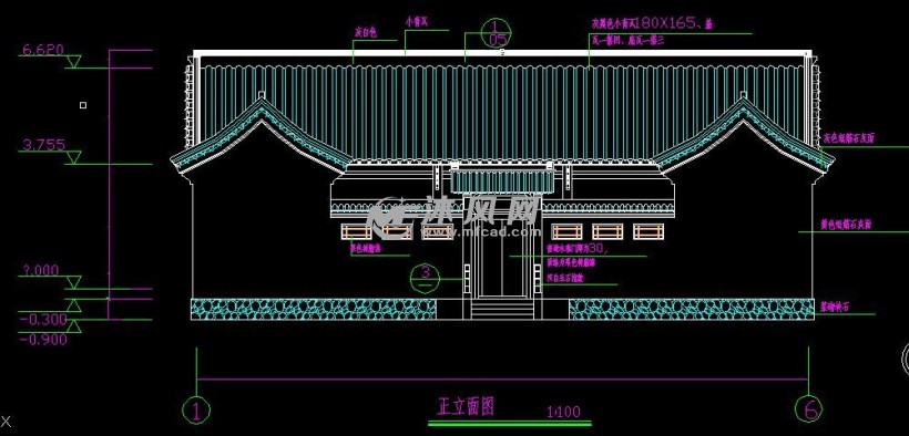 某仿古庙殿结构图 - 景观及古建筑图纸 - 沐风网