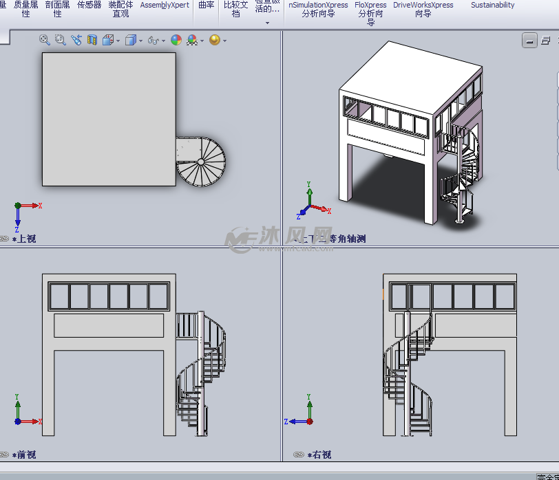 螺旋楼梯设计模型三视图