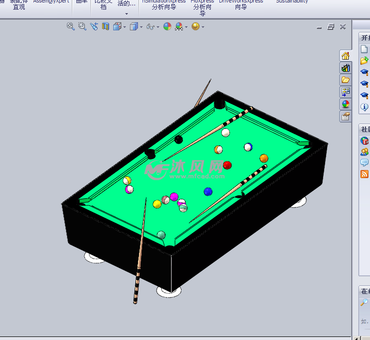 台球桌3d设计模型 - 桌图纸 - 沐风网