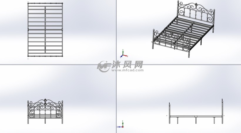 欧式铁艺床模型设计图