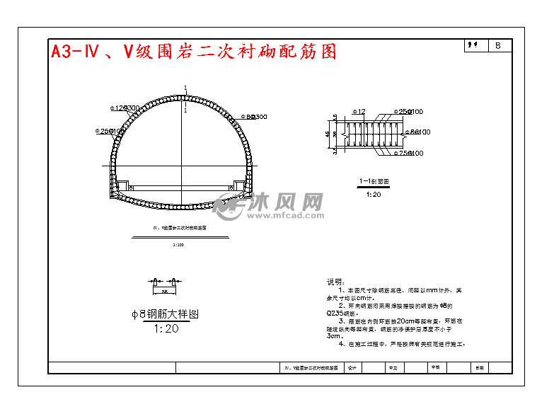 a3,v级围岩二次衬砌配筋图