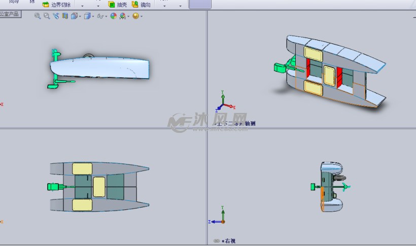 双体船设计模型三视图