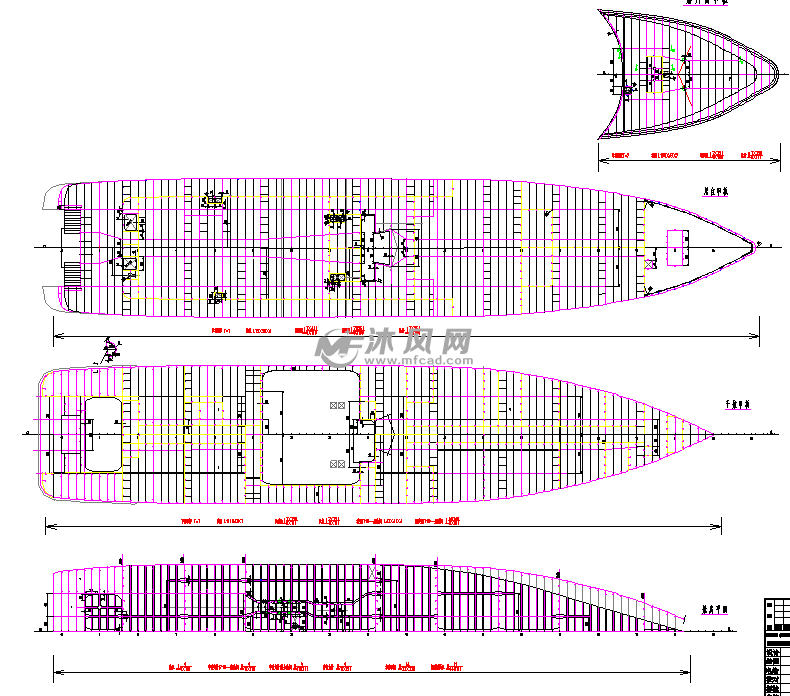 游艇cad结构图 - 海洋船舶图纸 - 沐风网