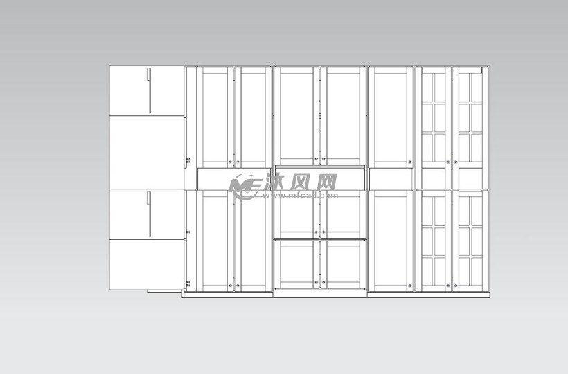 墙壁衣柜模型 主视图