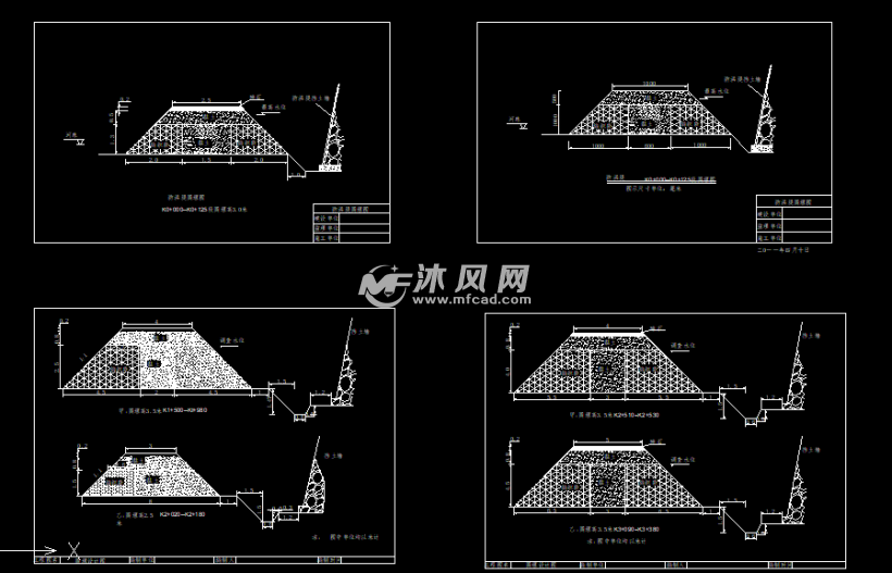 防洪堤围堰施工图- 大坝堤防图图纸 - 沐风网