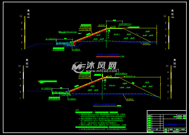 防洪堤工程施工图纸- 大坝堤防图图纸 - 沐风网