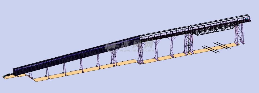 6m/s,水平运距127m,整体通廊结构,采用中部重锤拉紧保持胶带恒定张力