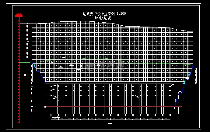 30米岩石边坡抗滑桩加格构梁加锚索支护图