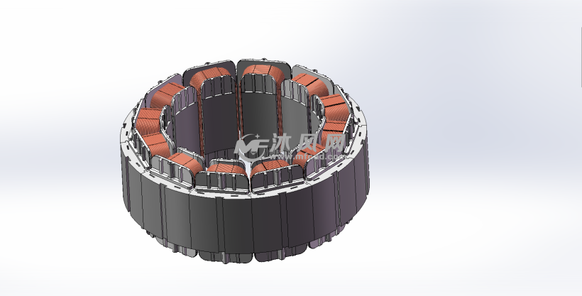 分瓣式定子模型 电机图纸 沐风网